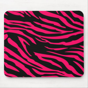 Hot Pink Black Zebra Print Personalized Mousepad