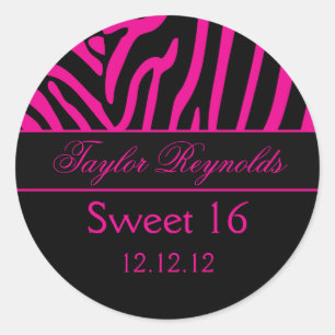 Hot Pink Black Zebra Sweet 16 Sticker