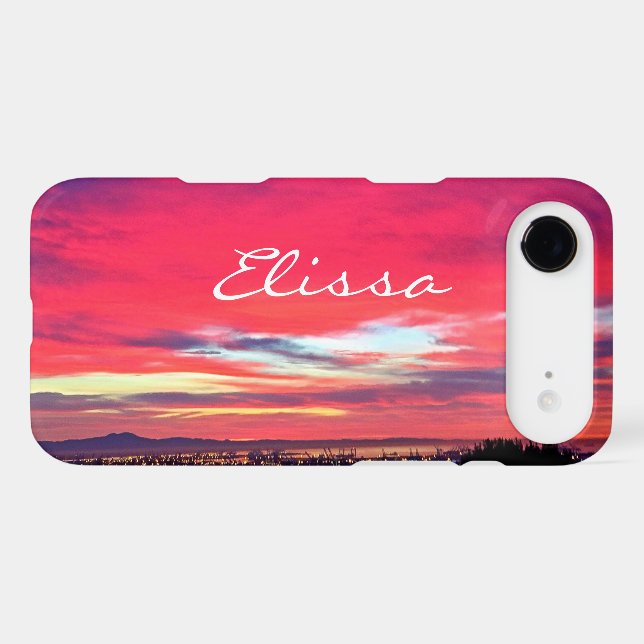 Hot Pink Blue California Sunset Nom du script (Verso (Horizontal))