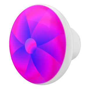 Hot Pink & Blue Floral Watercolor Ceramic Knob