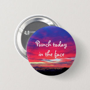 Hot Pink Blue Sunset Punch Today In The Face Bold 2 Inch Round Button