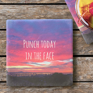 Hot Pink Blue Sunset Punch Today In The Face Bold Stone Coaster