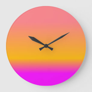 Hot Pink Blush Orange Yellow ombre Gradient Large Clock