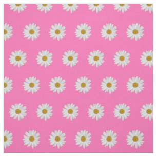 Hot Pink Bohemian Daisy Pattern  Fabric