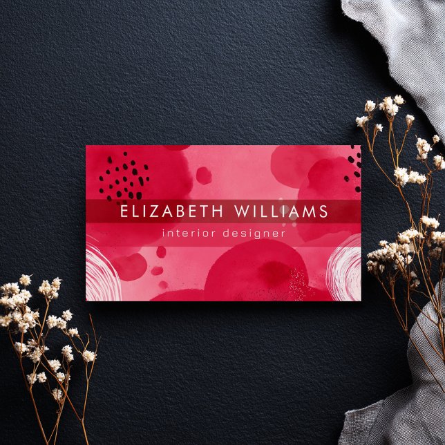 Hot Pink Boho Modern Minimalist Business Card (Créateur téléchargé)