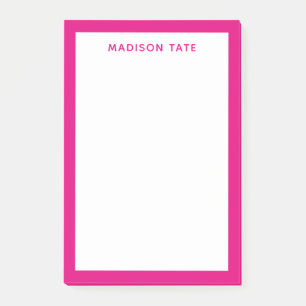 Hot Pink Border Modern Monogram Professional Post-it Notes