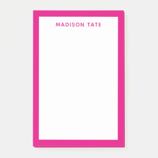 Hot Pink Border Modern Monogram Professional Post-it Notes