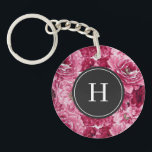 Hot Pink Botanical Peonies Pattern Monogram Keychain<br><div class="desc">Elegant and feminine custom keychain featuring botanical pattern of pink peonies. Personalize by adding a monogram. This pink floral pattern keychain will be perfect as a personalized gift for weddings,  bridal showers, birthdays and so much more. Matching items are available.</div>