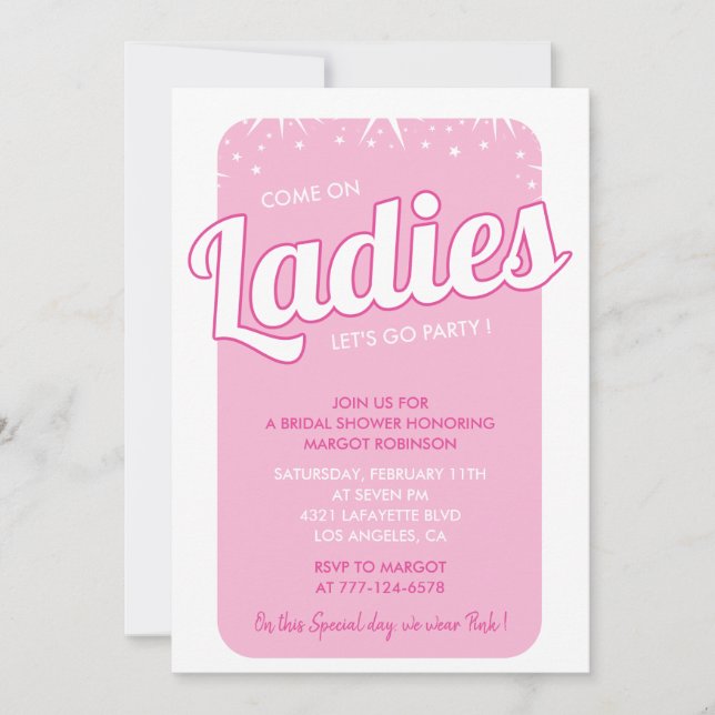  Hot pink bridal shower invitation colourful girly (Front)