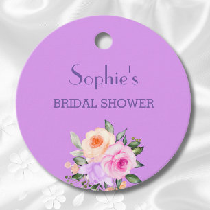 Hot Pink Bright Floral Roses Bridal Shower Favour Tags