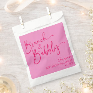 Hot Pink Brunch and Bubbly Birthday Brunch Party Favour Bag