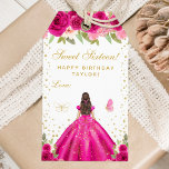 Hot Pink Brunette Hair Princess Sweet Sixteen Gift Tags<br><div class="desc">This elegant and glamourous sweet sixteen birthday gift tag can be personalized with a name. The design features a beautiful princess with brunette hair and fair skin in a hot pink ball gown. The text combines handwritten script and modern sans serif fonts for a classy and sophisticated look. The floral...</div>