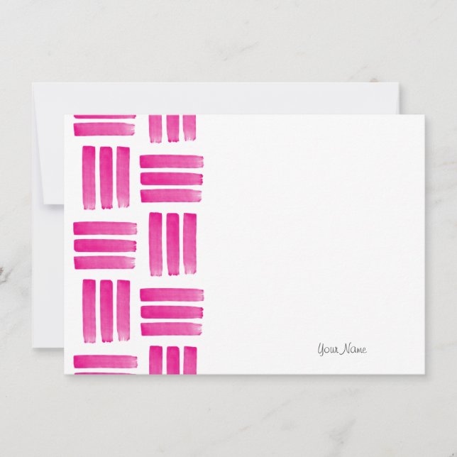 Hot Pink Brushstrokes Pattern Card (Front)