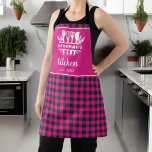 Hot Pink Buffalo Plaid Kitchen Name Apron<br><div class="desc">Introducing our stylish Plaid Kitchen Name Apron, a must-have accessory for the modern chef. Made from high-quality materials, this apron combines classic buffalo plaid design with a personalized touch. Crafted for both style and functionality, the apron features a timeless buffalo plaid pattern that adds a touch of rustic charm to...</div>