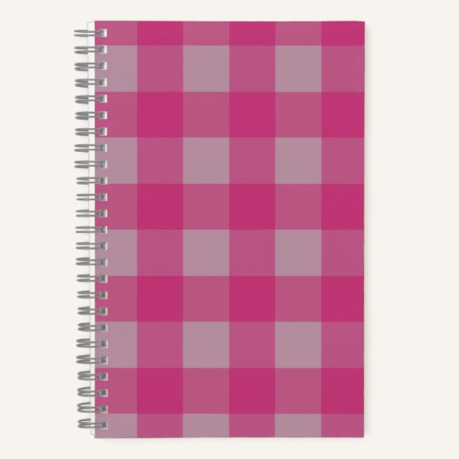 Hot Pink Buffalo Plaid Spiral Notebook – 80 Pages (Front)