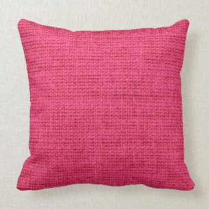 Hot Pink Burlap Rustic Linen Throw Pillow