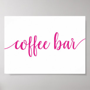 Hot Pink Calligraphy   Bubblegum Coffee Bar Sign