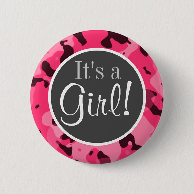 Hot Pink Camo; Camouflage 2 Inch Round Button (Front)