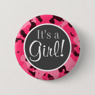 Hot Pink Camo; Camouflage 2 Inch Round Button