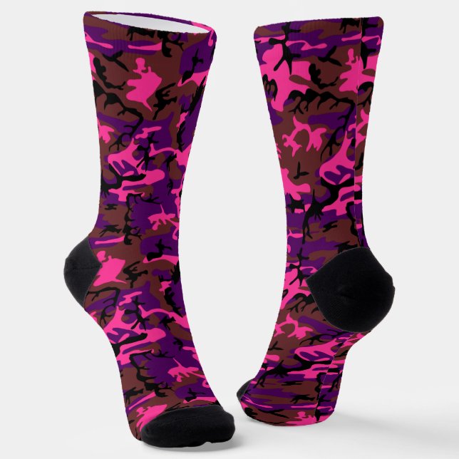 Hot Pink Camo Socks (Angled)