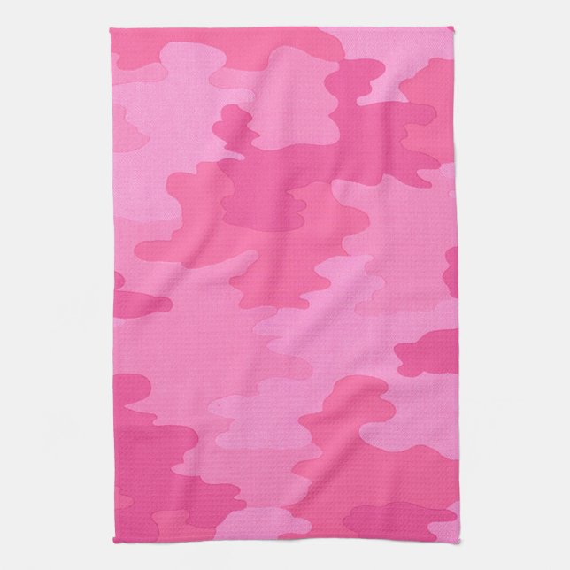 Hot Pink Camouflage Kitchen Towel (Vertical)