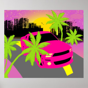 Hot Pink Car Poster Print