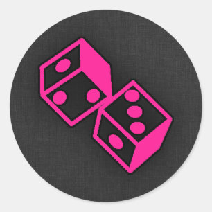 Hot Pink Casino Dice Classic Round Sticker