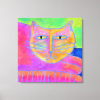 Hot Pink Cat Abstract Painting
