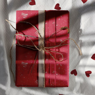Hot Pink Cats, Cake & Cherries - Valentine Wrapping Paper Sheet