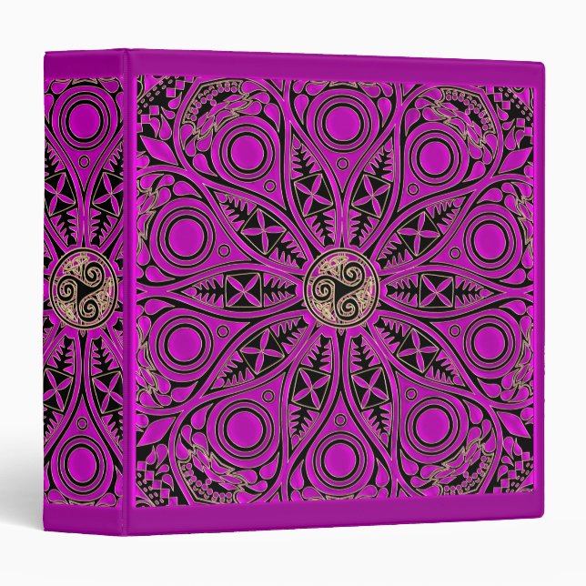 Hot Pink Celtic Triskele Mandala Binder (Front/Spine)