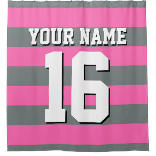 Hot Pink Charcoal Sports Jersey Preppy Stripe