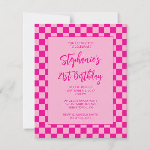 Hot Pink Chequered Bold 21st Birthday