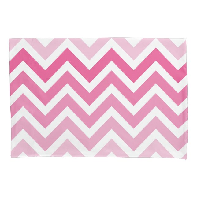 Hot Pink Chevron Ombre ZigZag Pattern Pillowcase (Front)