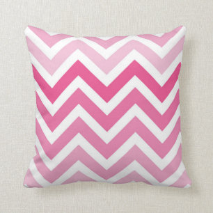 Hot Pink Chevron Ombre ZigZag Pattern Throw Pillow
