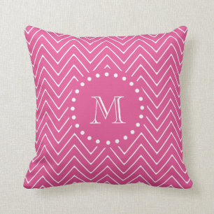 Hot Pink Chevron   Your Monogram Throw Pillow