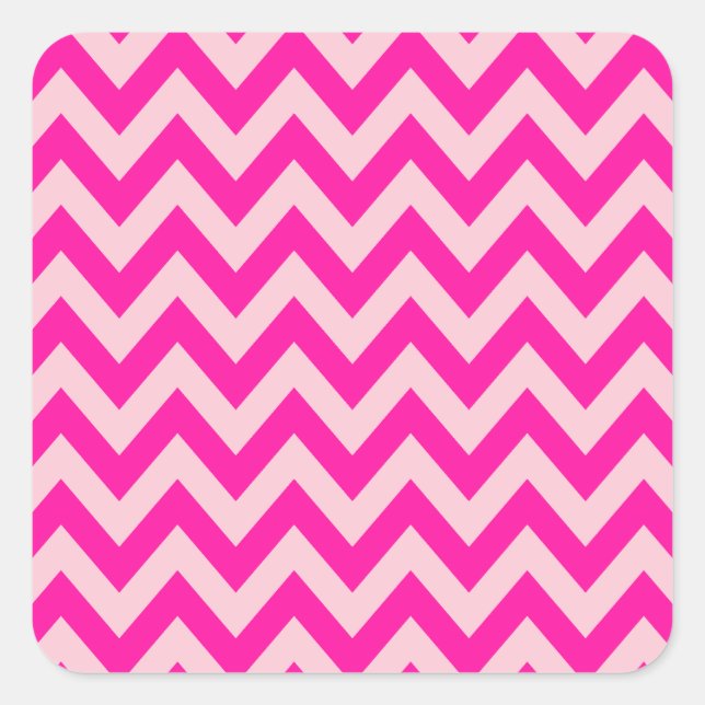 Hot Pink Chevron Zigzag Pattern Square Sticker (Front)