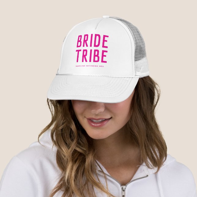 Hot Pink Chic Bride Tribe Bridesmaid  Trucker Hat (In Situ)