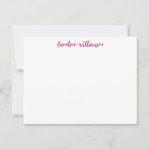 Hot Pink Chic Handwriting Personalized Stationery Card
