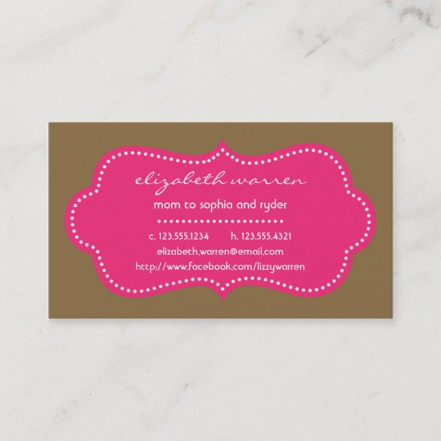 Hot Pink Chic Moderna Mommy Calling Card (Front)