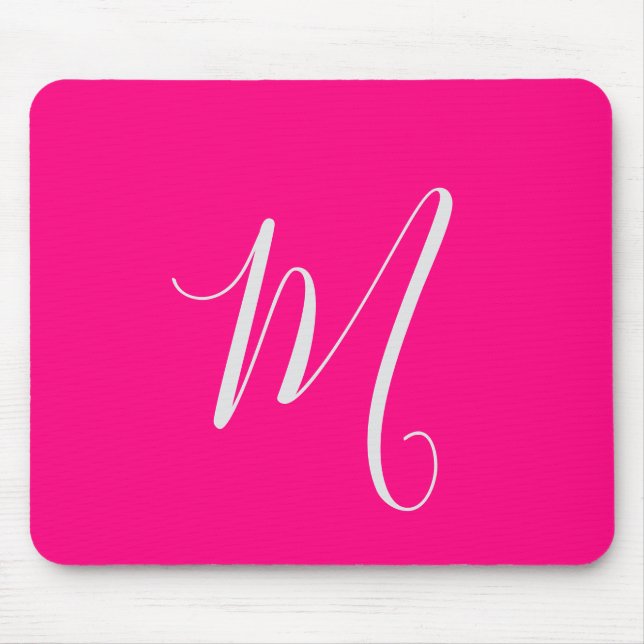 hot pink- chic monogram  mouse pad (Front)