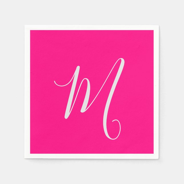 hot pink- chic monogram  napkin (Front)