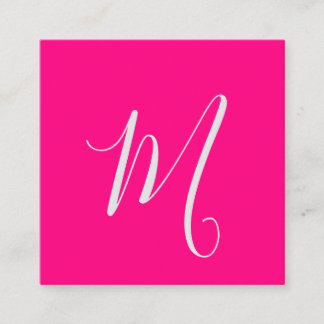 hot pink- chic monogram square business card