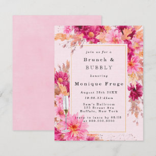 Hot Pink Chrysanthemum Brunch & Bubbly Invitations