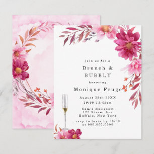 Hot Pink Chrysanthemum Brunch & Bubbly Invitations