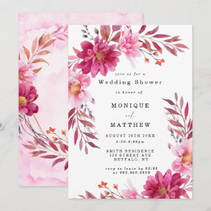 Hot Pink Chrysanthemum Wedding Shower Invitations