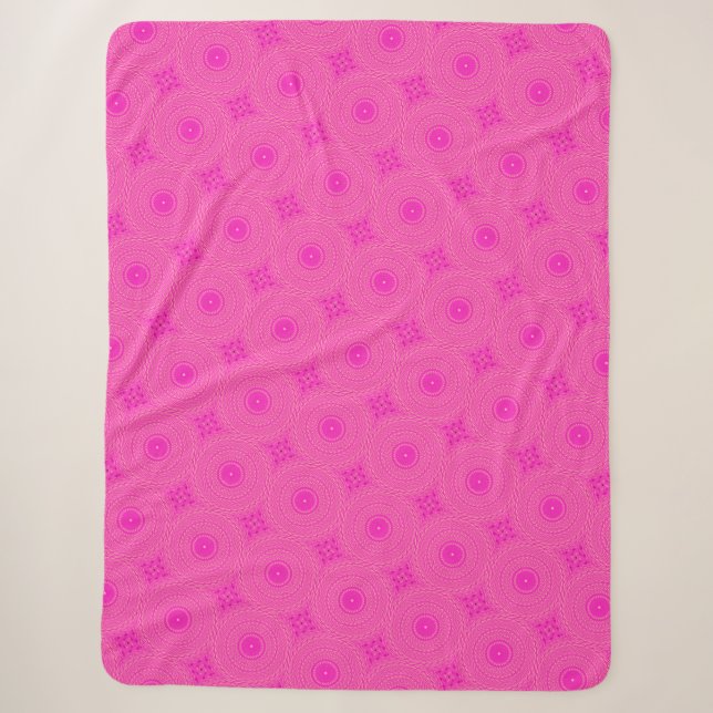 Hot pink circles pattern sherpa blanket (Front)