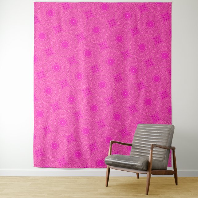 Hot pink circles pattern tapestry (In Situ)