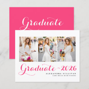 Hot Pink Class of 2025 Photo Collage Graduation