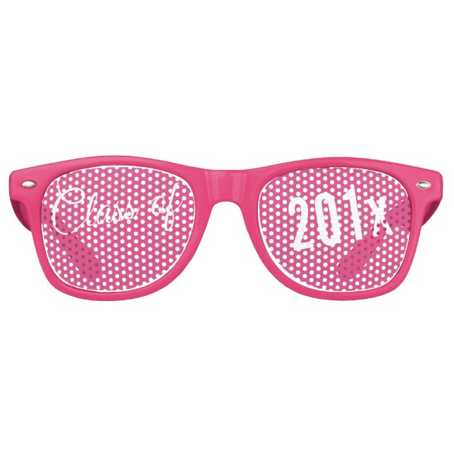 Hot Pink - Class of with Custom Year & High School Retro Sunglasses (Front)