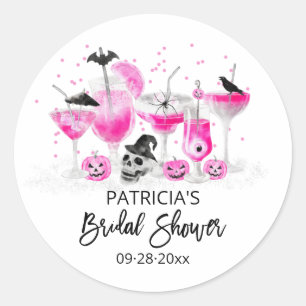 Hot Pink Cocktails Halloween Bridal Shower Classic Round Sticker
